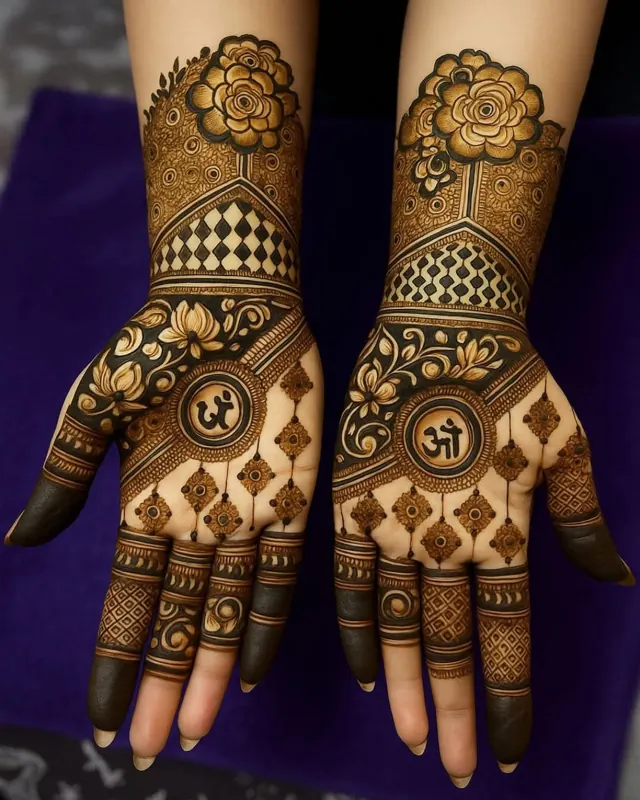 Elegant Arabic and floral mehendi design on hands by Anand Mehendi & Tattoo, Bhubaneswar