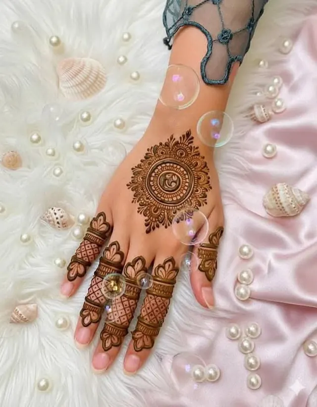 Elegant Arabic and floral mehendi design on hands by Anand Mehendi & Tattoo, Bhubaneswar