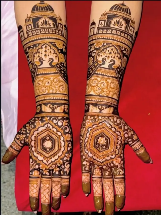 Traditional full-arm mehendi design by Anand Mehendi & Tattoo, Bhubaneswar