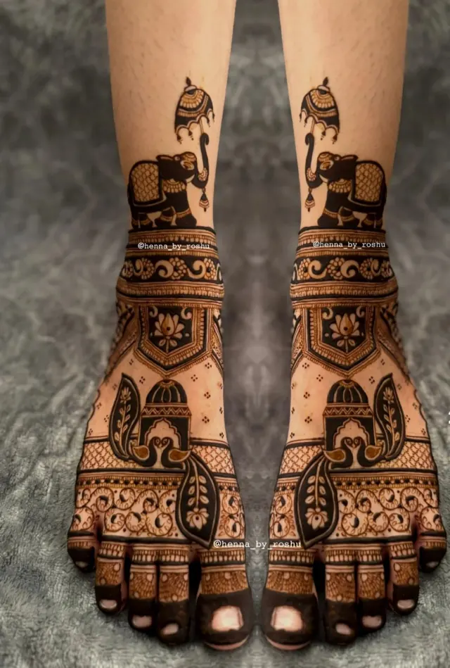 Bridal mehendi design on feet by Anand Mehendi & Tattoo, Bhubaneswar